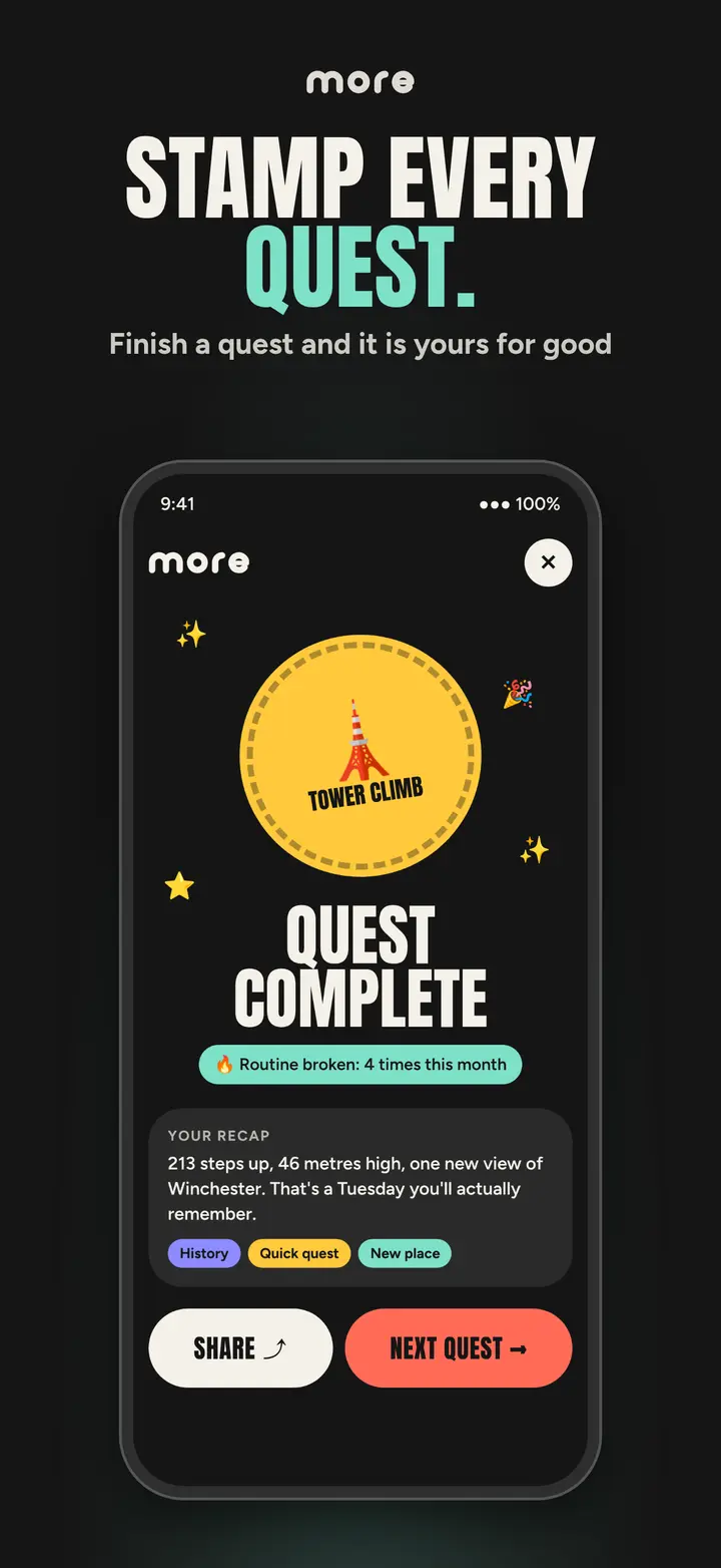 Stamp every quest. screen in More Today